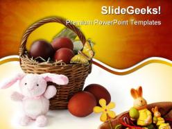 Basket with easter eggs festival powerpoint templates and powerpoint backgrounds 0111