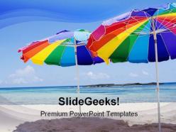 Beach umbrellas holidays powerpoint templates and powerpoint backgrounds 0511