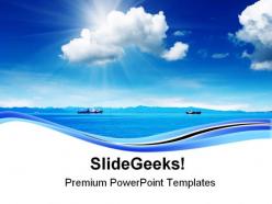 Blue sky and ocean nature powerpoint templates and powerpoint backgrounds 0611