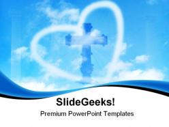 Blue sky heart religion powerpoint templates and powerpoint backgrounds 0611