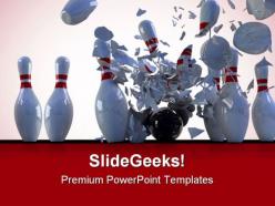 Bowling pins destroy game powerpoint templates and powerpoint backgrounds 0511