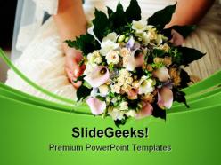 Bride holding bouquet wedding powerpoint templates and powerpoint backgrounds 0311