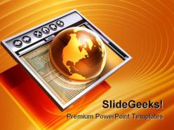 Browsing the internet globe powerpoint templates and powerpoint backgrounds 0111