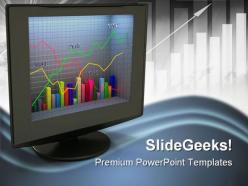 Business graph on monitor success powerpoint templates and powerpoint backgrounds 0411