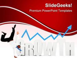 Business man with growth success powerpoint templates and powerpoint backgrounds 0511