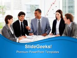 Business people discussion success powerpoint templates and powerpoint backgrounds 0911
