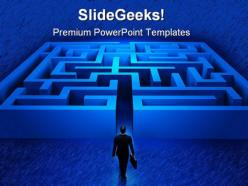 Businessman entering maze metaphor powerpoint templates and powerpoint backgrounds 0611