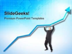 Businessman holding up graph marketing powerpoint templates and powerpoint backgrounds 0511