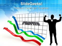 Businessman raising graphs success powerpoint templates and powerpoint backgrounds 0311