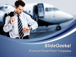 Busy businessman travel powerpoint templates and powerpoint backgrounds 0611