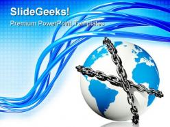 Chained world globe powerpoint templates and powerpoint backgrounds 0311