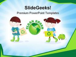 Children with recycle symbol powerpoint templates and powerpoint backgrounds 0711
