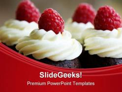Chocolate and raspberry cupcake food powerpoint templates and powerpoint backgrounds 0211