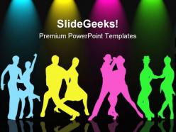 Colorful couples dancing competition powerpoint templates and powerpoint backgrounds 0511