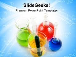 Colorful flasks science powerpoint templates and powerpoint backgrounds 0611