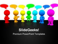 Colourful people discussing communication powerpoint templates and powerpoint backgrounds 0311