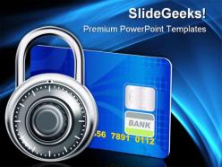 Credit card and lock business powerpoint templates and powerpoint backgrounds 0411