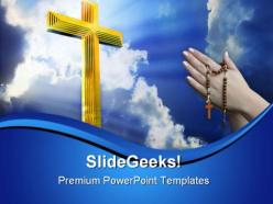 Cross in heaven religion powerpoint templates and powerpoint backgrounds 0811