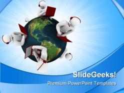 Customer support network globe powerpoint templates and powerpoint backgrounds 0611