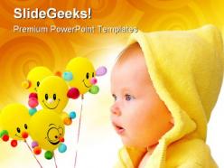 Cute child with balloons baby powerpoint templates and powerpoint backgrounds 0711