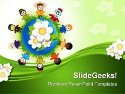Diversity in friendship globe powerpoint backgrounds and templates 0111