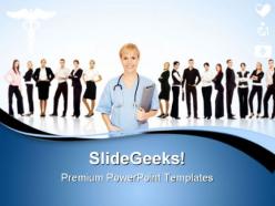 Doctor with team medical powerpoint templates and powerpoint backgrounds 0611
