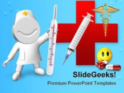 Doctor with thermometer hospitality powerpoint templates and powerpoint backgrounds 0211