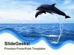 Dolphins jumping animals powerpoint templates and powerpoint backgrounds 0211