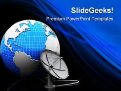 Earth And Satellite Antenna Technology PowerPoint Templates And PowerPoint Backgrounds 0411