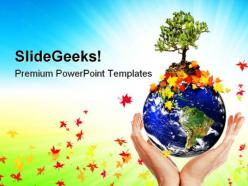 Earth with a tree globe powerpoint templates and powerpoint backgrounds 0611