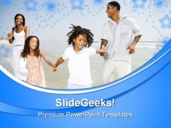 Family on beach vacation powerpoint templates and powerpoint backgrounds 0511
