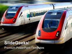 Fast speed trains transportation powerpoint background and template 1210