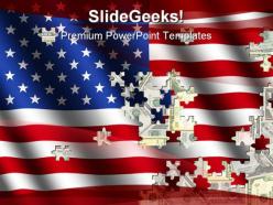 Flag and dollar puzzle shapes americana powerpoint templates and powerpoint backgrounds 0111