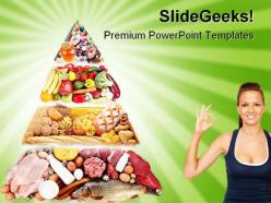 Food pyramid health powerpoint templates and powerpoint backgrounds 0411