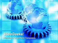 Gears and globe concept industrial powerpoint templates and powerpoint backgrounds 0411