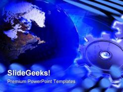 Gears and globe global powerpoint templates and powerpoint backgrounds 0611