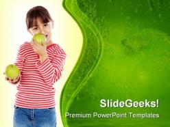 Girl eating an apple food powerpoint templates and powerpoint backgrounds 0211