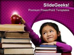 Girl with old books education powerpoint backgrounds and templates 1210