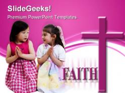 Girls praying faith religion powerpoint templates and powerpoint backgrounds 0711