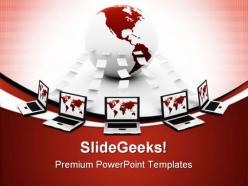 Global computer network communication powerpoint templates and powerpoint backgrounds 0411