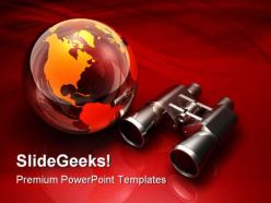 Globe and binoculars technology powerpoint templates and powerpoint backgrounds 0211