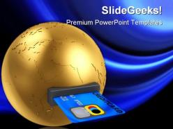 Globe and credit card global powerpoint templates and powerpoint backgrounds 0311