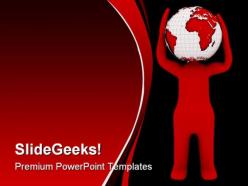 Globe man earth powerpoint backgrounds and templates 0111