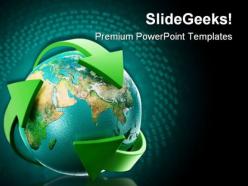 Globe with green arrows earth powerpoint templates and powerpoint backgrounds 0511