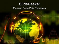 Globe With Head Phone Music PowerPoint Templates And PowerPoint Backgrounds 0611