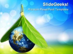 Globe with leaves environment powerpoint templates and powerpoint backgrounds 0311
