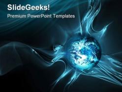 Glowing blue globe abstract powerpoint templates and powerpoint backgrounds 0411
