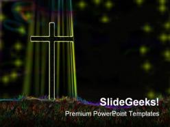 Glowing cross religion powerpoint templates and powerpoint backgrounds 0211