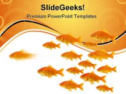 Gold fish leadership animals powerpoint templates and powerpoint backgrounds 0611