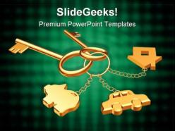 Gold keys security powerpoint templates and powerpoint backgrounds 0811